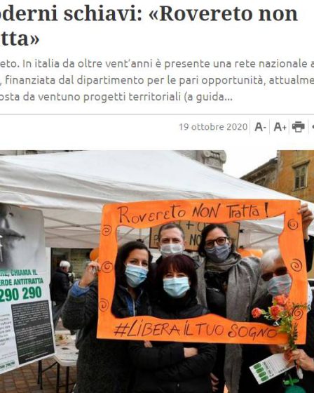 18 ottobre 2020 - Il Giornale Trentino parla di noi e della giornata contro la tratta di esseri umani