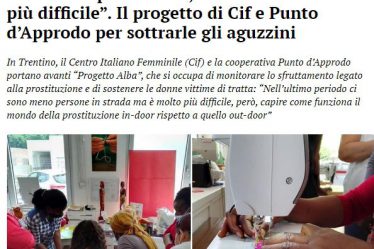 Il Dolomiti parla intervista Laura Conci del Centro Italiano Femminile sulla prostituzione durante la pandemia