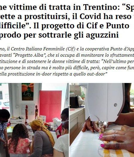 Il Dolomiti parla intervista Laura Conci del Centro Italiano Femminile sulla prostituzione durante la pandemia