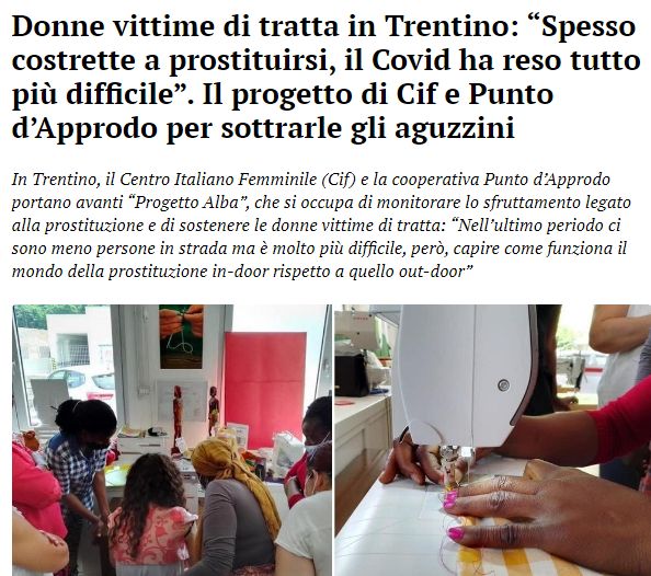 Il Dolomiti parla intervista Laura Conci del Centro Italiano Femminile sulla prostituzione durante la pandemia